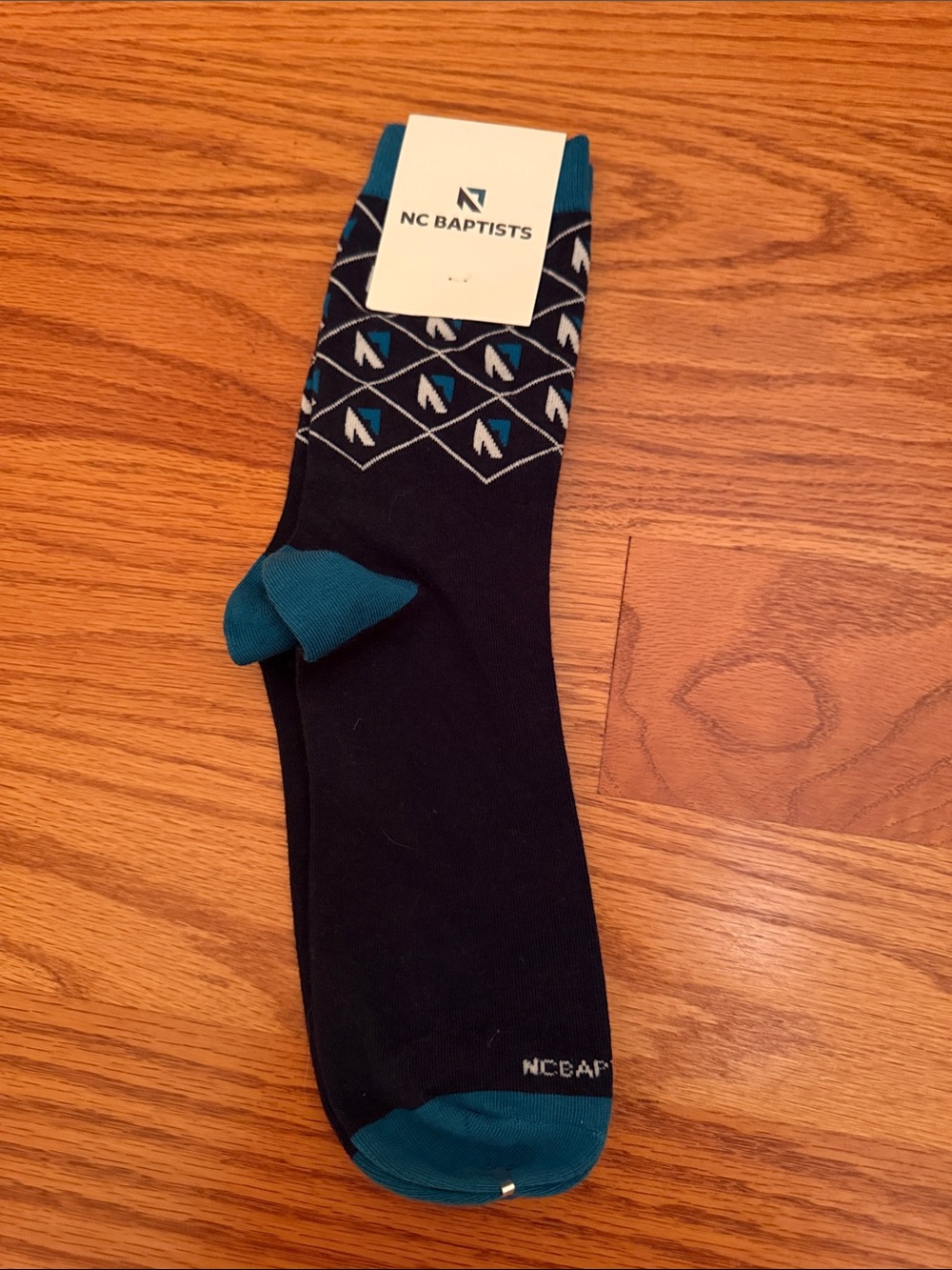 NC Baptists Mens Crew Dress Socks Navy Blue Teal Geometric Diamond New Bundle 3